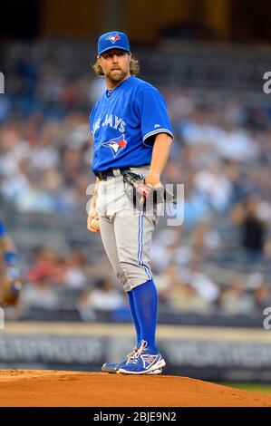 August 21, 2013: Toronto Blue Jays starting pitcher R.A. Dickey (43) during a MLB game played between the Toronto Blue Jays and New York Yankees at Ya Stock Photo