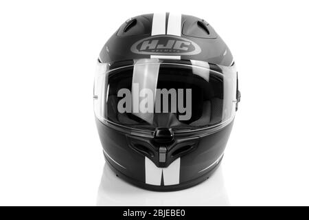 HJC FG-ST Crono MC-5SF motorcycle full face helmet. Made of an advanced fiberglass composite. Picture taken on 04-29-2020 in Madrid, Spain. Stock Photo