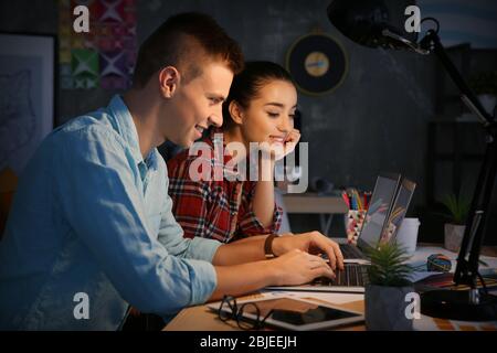 Two young designers at workplace Stock Photo