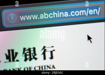 New-York , USA - April 29 , 2020: Agricultural Bank of China url link adress website close up view on laptop screen Stock Photo