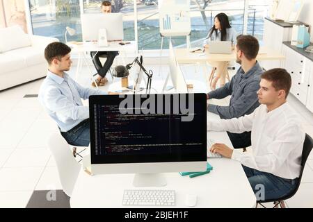 Web site codes on computer monitor in office Stock Photo