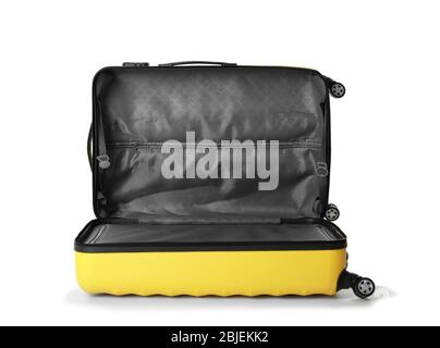 Opened traveler bag, isolated on white Stock Photo