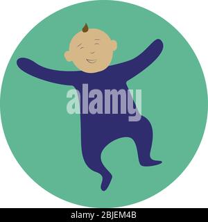 smiling baby flat icon, happy toddler in vector banner Stock Vector