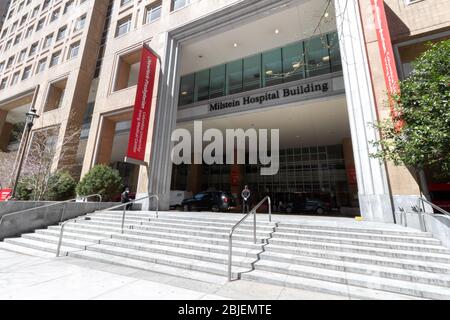 entrance to the Milstein Hospital Building in the New York Presbyterian Hospital located on Fort Washington Avenue in Washington Heights, Manhattan Stock Photo