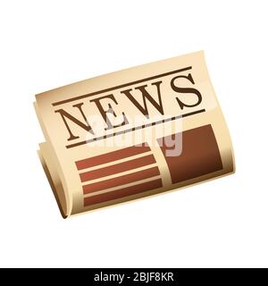 Newspaper with header isolated cartoon design. Tabloid with breaking news vector illustration in flat style. Information media and press Stock Vector