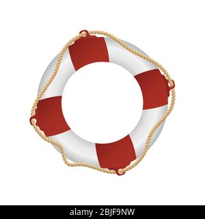 Rescue life buoy isolated cartoon design. Drowning rescue equipment vector illustration in flat style. Help or assistance concept Stock Vector