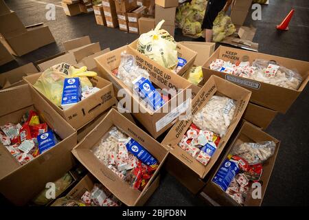 Henderson, NV, USA. 29th Apr, 2020. Atmosphere apictured at a coronavirus pandemic support drive-up food and school supply distribution location at Sunset Station Casino in Henderson, NV on April 29, 2020. Credit: Erik Kabik Photography/Media Punch/Alamy Live News Stock Photo