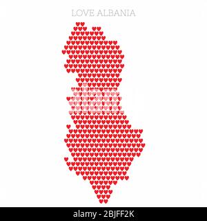 Albania country map made from love heart halftone pattern Stock Vector