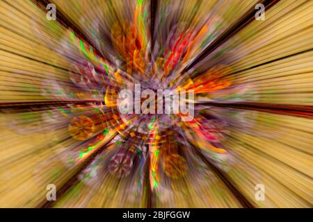 Stain Glass window in the dome of the Paris Casino in Las Vegas using blur effect with slow motion Stock Photo