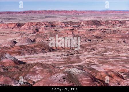 A Brilliant Colorful Painted Desert in Northern Arizona is within Petrified National Park. Stock Photo