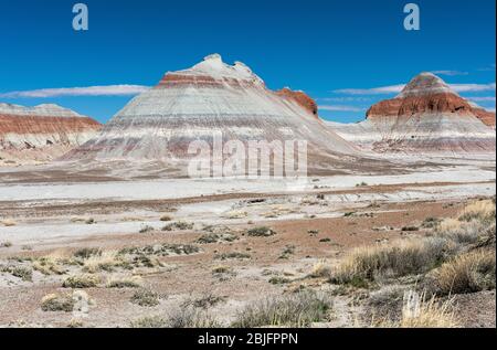 The Teepees are part of the Chinle Formation within the badlands of the Painted Desert.  Petrified Forest National Park, Arizona. Stock Photo