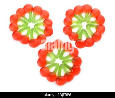 Composition of tasty jelly candies on white background Stock Photo