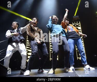 MAY 22: Edwin Honoret, Brandon Arreaga, Austin Porter, and Nick Mara of Prettymuch perform during The Roxy Tour at Infinite Energy Arena on May 22, 2018 in Duluth, Georgia. CREDIT: Chris McKay / MediaPunch Stock Photo