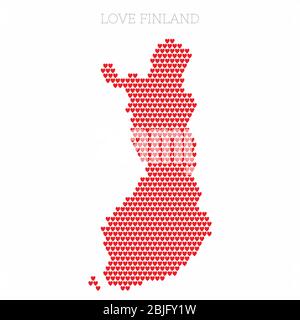 Finland country map made from love heart halftone pattern Stock Vector