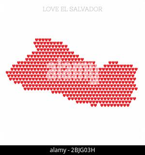 El Salvador country map made from love heart halftone pattern Stock Vector