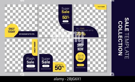 Sale template collection for promotion sale. Editable banner for social media post, web and internet. Black friday event sale Stock Vector