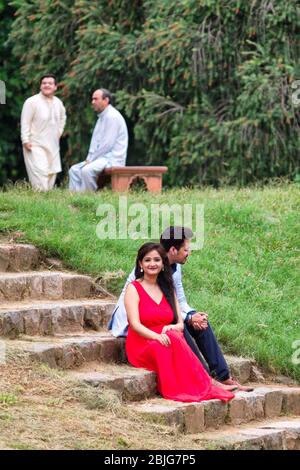 Delhi / India - September 22, 2019: Indian couple in Lodhi Gardens in New Delhi, India Stock Photo