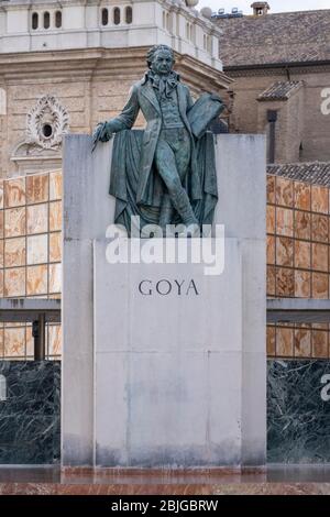 Bronze statue of spanish painter Francisco Goya in Zaragoza, Spain, Europe Stock Photo