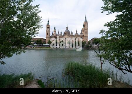 Cathedral-Basilica of Our Lady of the Pillar aka Basílica de Nuestra Señora del Pilar in Zaragoza, Spain Stock Photo