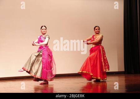 Delhi / India - October 2019: Classical Indian Kathak dance performance in New Delhi, India Stock Photo