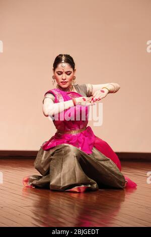 Delhi / India - October 2019: Classical Indian Kathak dance performance in New Delhi, India Stock Photo