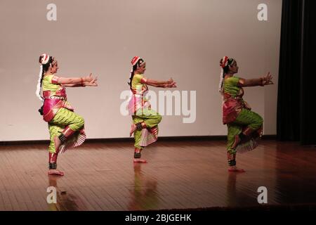 Delhi / India - October 2019: Classical Indian Kathak dance performance in New Delhi, India Stock Photo