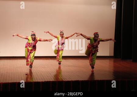 Delhi / India - October 2019: Classical Indian Kathak dance performance in New Delhi, India Stock Photo