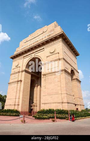 New Delhi / India - September 19, 2019: India Gate war memorial in New Delhi, India, dedicated to 70,000 soldiers of the British Indian Army killed in