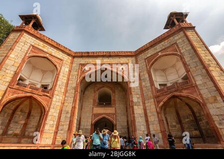 Delhi / India - September 21, 2019: The West Gate public entrance to the Humayun's tomb, the mausoleum of the Mughal Emperor Humayun in Delhi, India Stock Photo