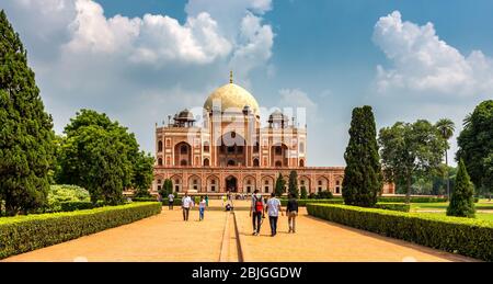 Delhi / India - September 21, 2019: Humayun's tomb, the mausoleum of the Mughal Emperor Humayun in New Delhi, India Stock Photo