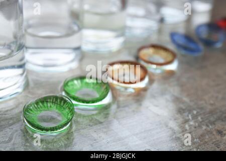 Color contact lenses on table Stock Photo