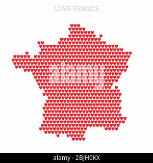 France country map made from love heart halftone pattern Stock Vector