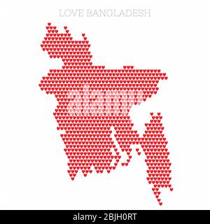 Bangladesh country map made from love heart halftone pattern Stock Vector