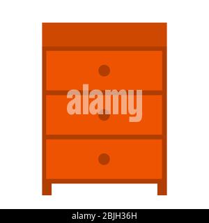 Wooden brown chest of drawers. Vector isolated flat illustration. Stock Vector