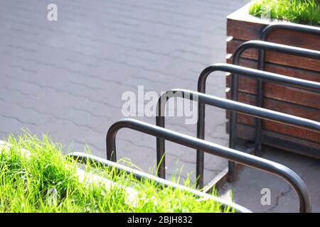 Empty bicycle racks, outdoor Stock Photo