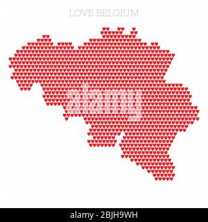 Belgium country map made from love heart halftone pattern Stock Vector