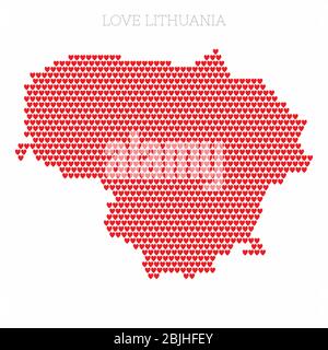 Lithuania country map made from love heart halftone pattern Stock Vector