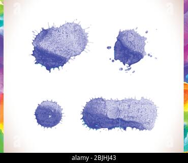 Vector watercolor splash background set. Vector blue watercolor stains Stock Vector