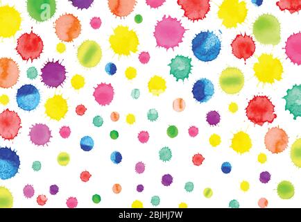 Real watercolor texture. Hand drawn watercolor blots background. Multicolored watercolor splash background. Vector watercolor illustration. Stock Vector