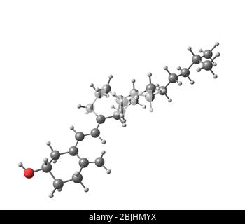 Cholecalciferol (vitamin D) is a  fat-soluble secosteroid responsible for enhancing intestinal absorption of calcium, iron, magnesium, phosphate and z Stock Photo