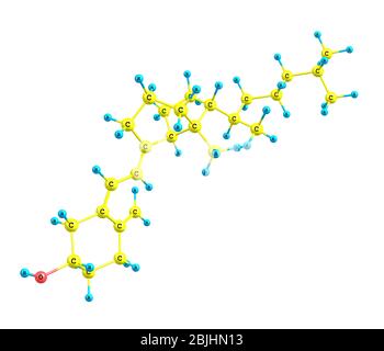 Cholecalciferol (vitamin D) is a  fat-soluble secosteroid responsible for enhancing intestinal absorption of calcium, iron, magnesium, phosphate and z Stock Photo