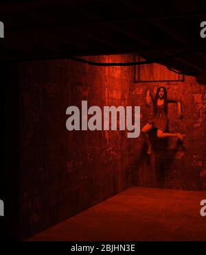 Ghost woman in haunted house,3d rendering Stock Photo