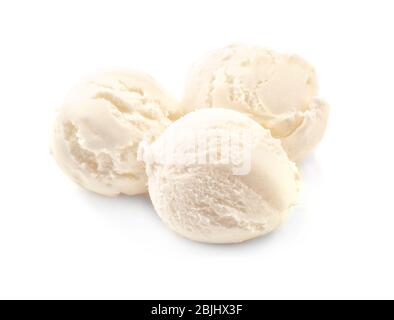 Tasty Strawberry Ice-cream Balls On White Background Stock Photo, Picture  and Royalty Free Image. Image 115474142.