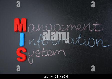 Phrase MANAGEMENT INFORMATION SYSTEM written on blackboard. Management concept Stock Photo