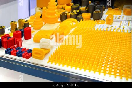 Various types of new spare parts presented in store Stock Photo