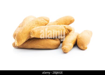 Mini bread sticks isolated on white background. Stock Photo