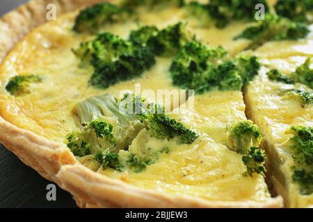 Tasty broccoli quiche, closeup Stock Photo