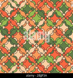 Vector color seamless pattern of arbitrary circle lines. Stock illustration for backgrounds, textiles and packaging. Stock Vector