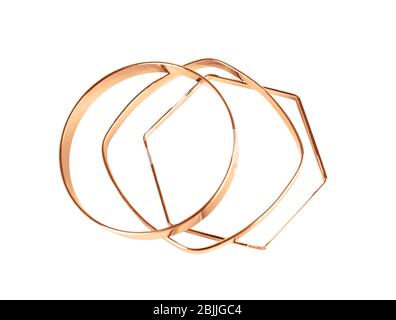 Cute geometric bracelets isolated on white Stock Photo