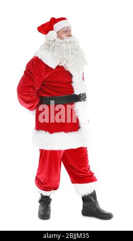 Authentic Santa Claus standing on white background Stock Photo - Alamy